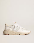 Golden Goose Women's Running sole sneakers in optical-white mesh and nappa leather with white leather star