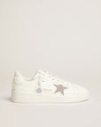 Golden Goose Women Purestar sneakers in white leather with silver-colored crystal star