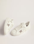 Golden Goose Women Purestar sneakers in white leather with silver-colored crystal star