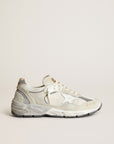 Golden Goose Women's Dad-Star sneakers in white mesh and suede with white leather star and beige leather heel tab