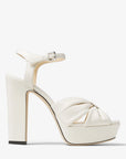 Jimmy Choo Women's Heloise 120 Latte Nappa Leather Platform Sandals