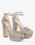 Jimmy Choo Women's Isra 120 Silk Crystal Shimmer Suede Platform Sandals