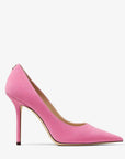 Jimmy Choo Women's Love 100 Candy Pink Suede Pumps with JC Emblem