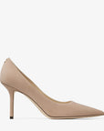 Jimmy Choo Women's Love 85 Ballet-Pink Suede Pointed Pumps with JC Emblem