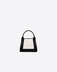 Balenciaga WOMEN'S NAVY XS CABAS IN COTTON CANVAS AND CALFSKIN IN BLACK/SILVER