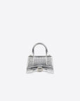 Balenciaga WOMEN'S HOURGLASS XS HANDBAG IN SILVER