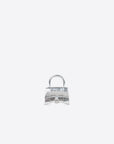 Balenciaga WOMEN'S HOURGLASS MINI HANDBAG IN SILVER