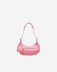 Balenciaga WOMEN'S LE CAGOLE SMALL SHOULDER BAG CROCODILE EMBOSSED IN PINK