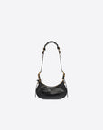Balenciaga WOMEN'S LE CAGOLE XS SHOULDER BAG CROCODILE EMBOSSED IN BLACK