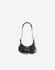 Balenciaga WOMEN'S LE CAGOLE XS SHOULDER BAG CROCODILE EMBOSSED IN BLACK