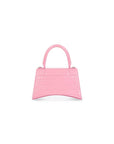 Balenciaga WOMEN'S HOURGLASS SMALL HANDBAG CROCODILE EMBOSSED IN PINK