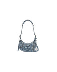 Balenciaga WOMEN'S LE CAGOLE XS SHOULDER BAG BB MONOGRAM BLEACHED DENIM