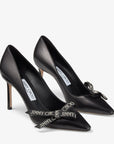 Jimmy Choo Women's Romy 85 Black Nappa Leather Pumps with Jimmy Choo Bow
