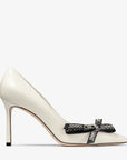 Jimmy Choo Women's Romy 85 Latte Nappa Leather Pumps with Jimmy Choo Bow