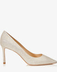 Jimmy Choo Women's Romy 85 Platinum Ice Dusty Glitter Pointy Toe Pumps