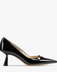 Jimmy Choo Women's Rosalia 65 Black Patent Pointed Pumps with Pearl Detail