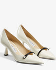 Jimmy Choo Women's Rosalia 65 Latte Patent Pointed Pumps with Pearl Detail