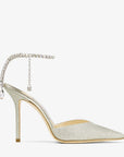 Jimmy Choo Women's Platinum Ice Dusty Glitter Pumps with Crystal Embellishment