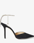 Jimmy Choo Women's Black Suede Pumps with Crystal Embellishment