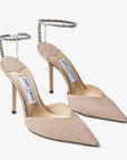 Jimmy Choo Women's Ballet Pink Suede Pumps with Crystal Embellishment