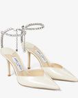 Jimmy Choo Women's Saeda 85 Linen Patent Leather Pumps with Crystal Embellishment