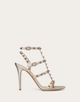 Valentino Garavani Women’s Rockstud Metallic Calfskin Leather Ankle Strap Sandal