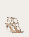 Valentino Garavani Women’s Rockstud Metallic Calfskin Leather Ankle Strap Sandal