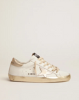 Golden Goose Women's Super-Star sneakers with gold sparkle foxing and metal stud lettering