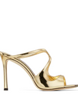 Jimmy Choo Women's ANISE 95 Gold Liquid Metal Leather Mules