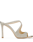 Jimmy Choo Women's ANISE 95 Platinum Ice Dusty Glitter Mules