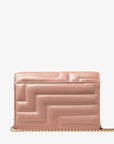 Jimmy Choo Women's Varenne Avenue Clutch Ballet Pink Quilted Nappa Leather Clutch Bag with Light Gold JC Emblem