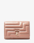 Jimmy Choo Women's Varenne Avenue Clutch Ballet Pink Quilted Nappa Leather Clutch Bag with Light Gold JC Emblem