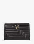 Jimmy Choo Women's Black Avenue Nappa Leather Pouch Bag with Light Gold JC Emblem