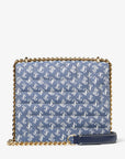 Jimmy Choo Women's Varenne Avenue Quad Denim Quilted JC Monogram Shoulder Bag
