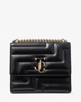 Jimmy Choo Women's Varenne Avenue Quad Black Avenue Nappa Leather Bag with Light Gold JC Emblem