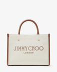 Jimmy Choo Women's Varenne S Tote Natural Recycled Cotton Canvas Tote Bag with Embroidered Logo