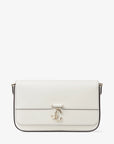 Jimmy Choo Women's Varenne Xbody E/W Latte Leather Cross Body Bag with JC Emblem