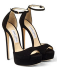 Jimmy Choo Women's MAX 150 Black Suede Open Toe Platform Sandals