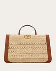 Valentino Garavani Women's VLOGO SIGNATURE EMBROIDERED RAFFIA HANDBAG