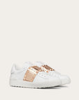 Valentino Garavani Women's ROCKSTUD UNTITLED SNEAKER IN CALFSKIN LEATHER WITH METALLIC STRIPE